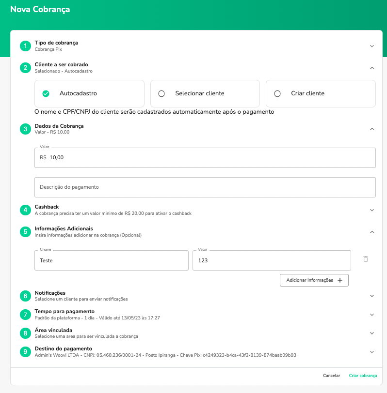 charge additional info example